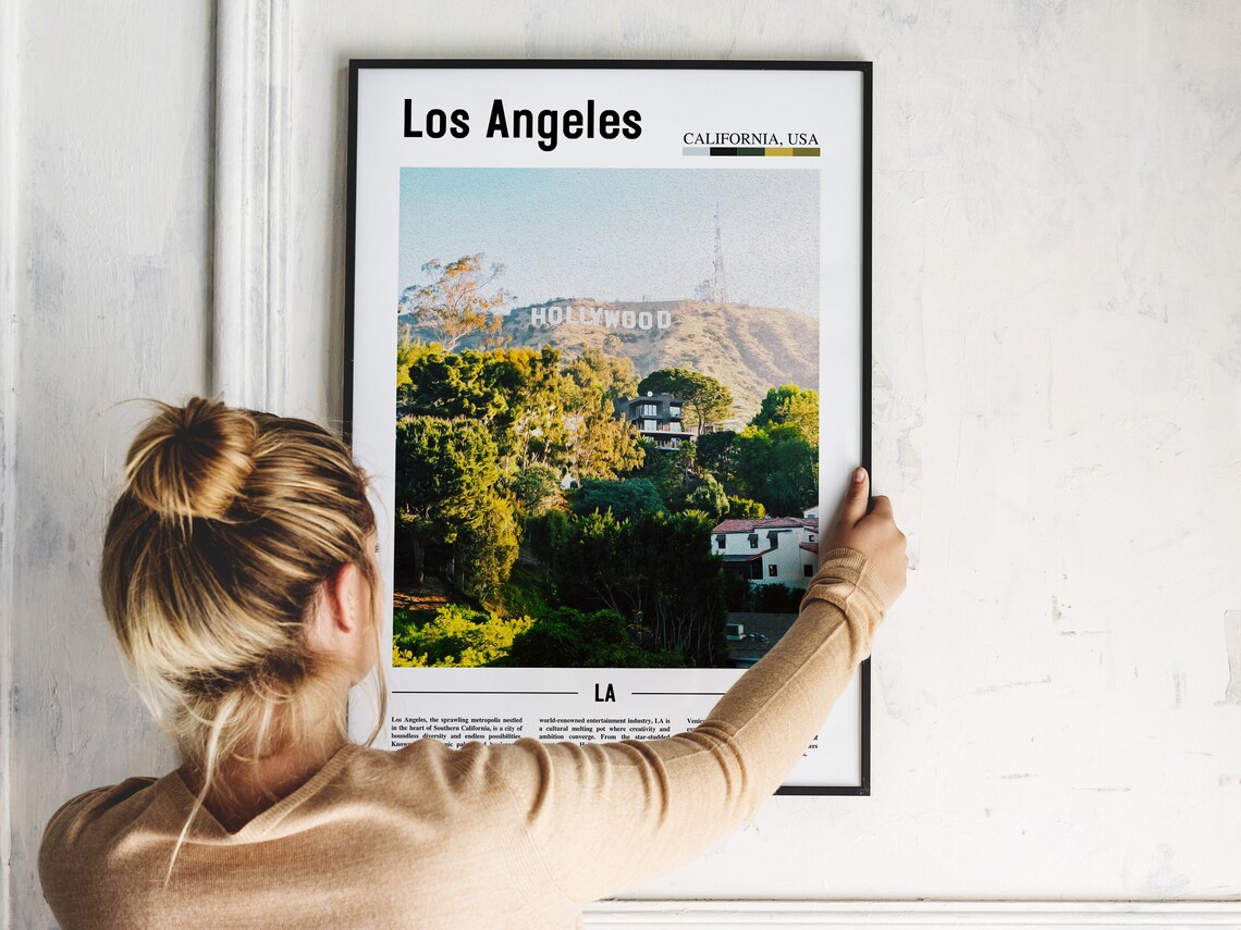 Los Angeles Hollywood Sign Sunny Hillside View Travel Poster - Image 2