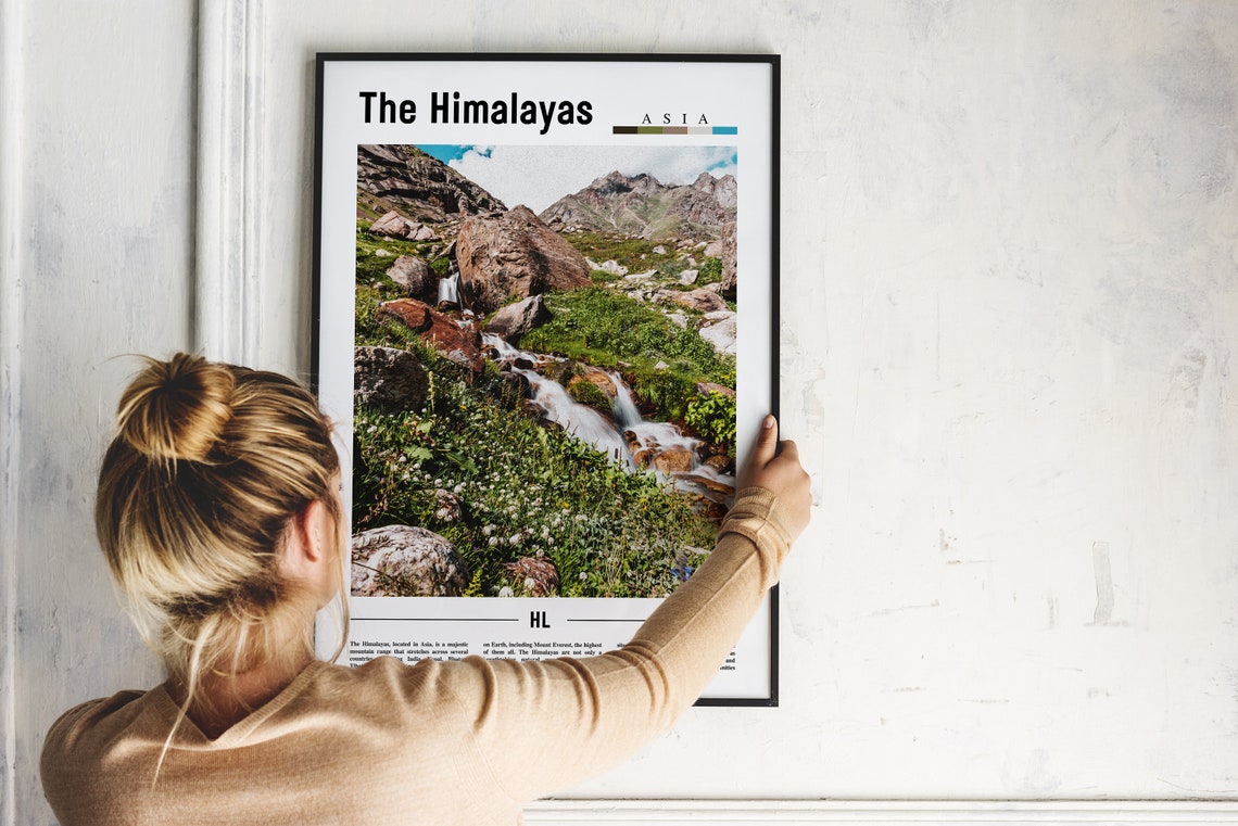 The Himalayas Scenic Mountain Stream Valley Landscape Travel Poster - Image 2