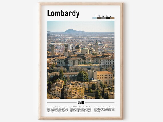 Lombardy Italy Old Town Skyline Hills Travel Photo Art Poster