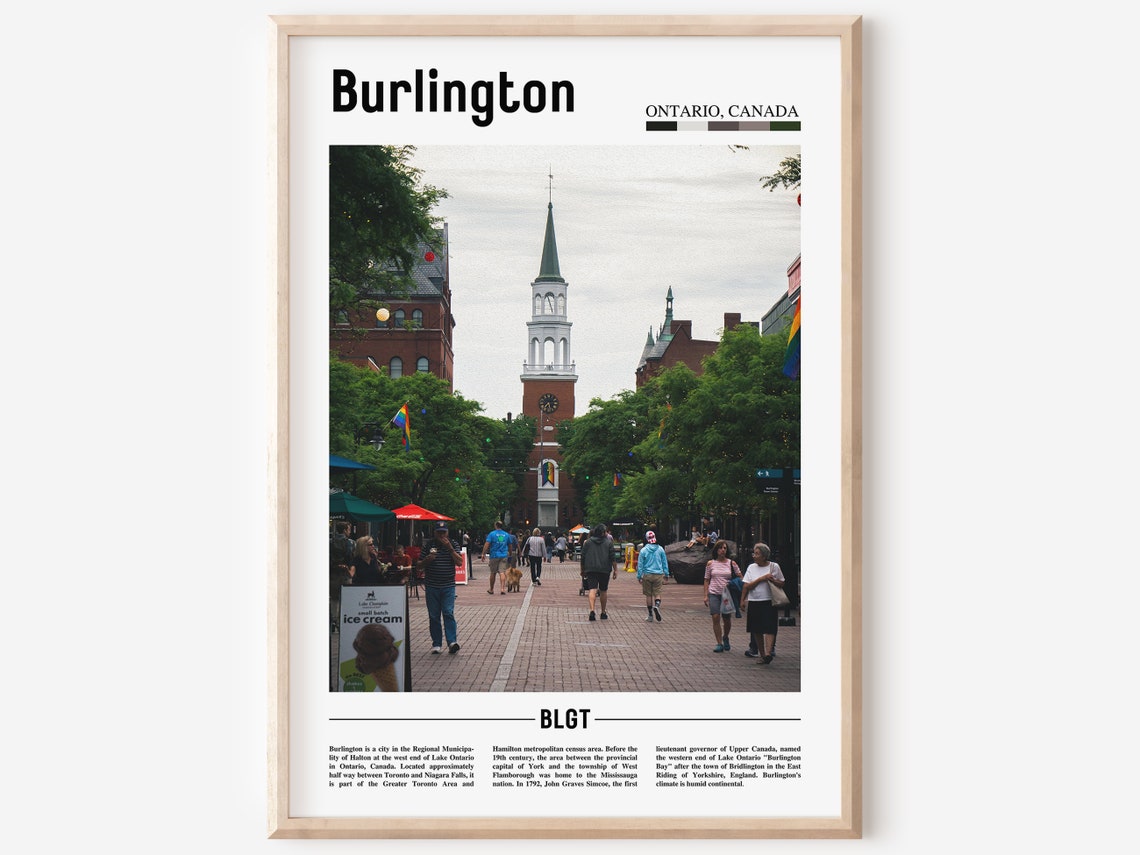 Burlington Print Burlington Poster Burlington Wall Art Minimal Travel Print Minimal City Poster Travel Destination Oil Painting Poster