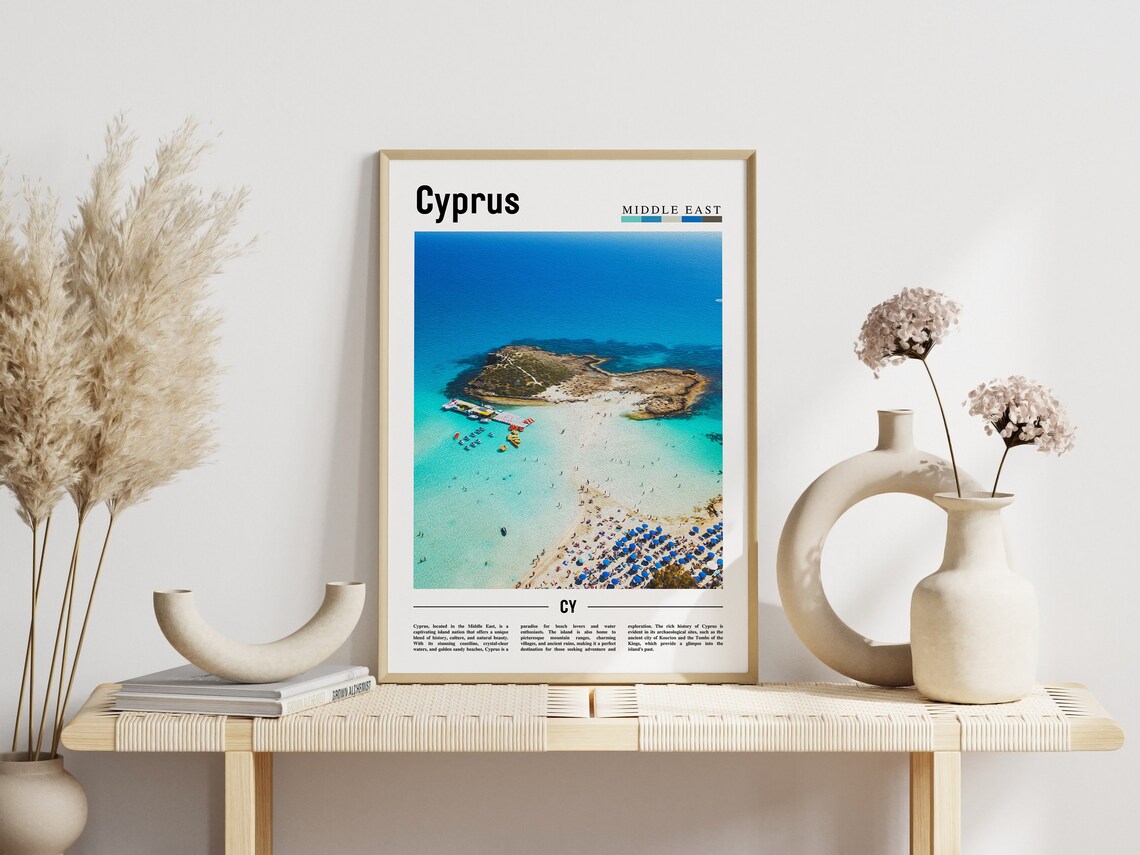 Cyprus Middle East Aerial Beach Turquoise Minimalist Travel Poster - Image 3