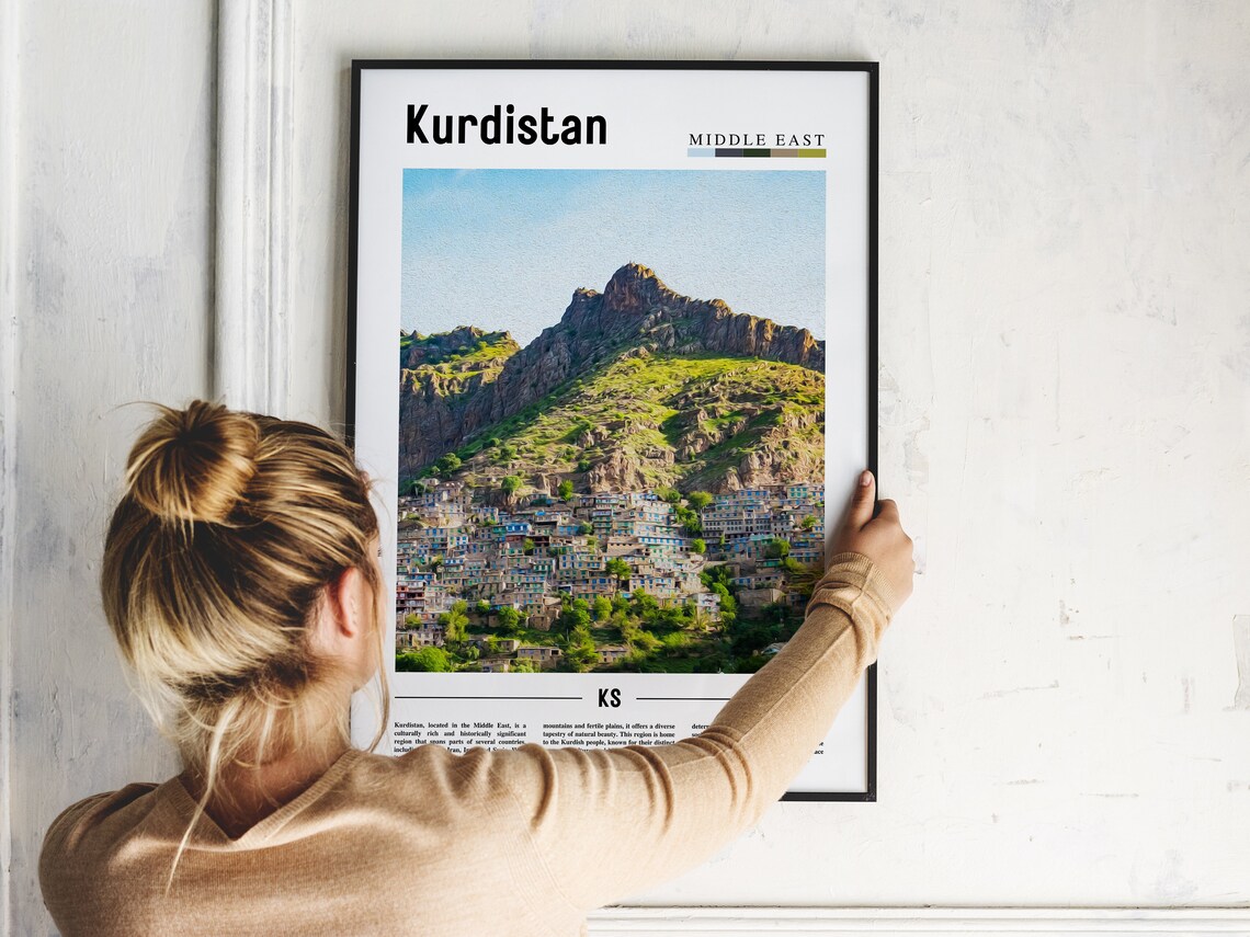 Kurdistan Poster Kurdistan Print Kurdistan Wall Art Minimal Travel Print Travel Destination Oil Painting Poster - Image 2