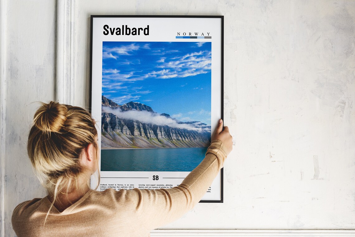 Svalbard Norway Arctic Mountains and Fjord Travel Poster Photo Art - Image 2