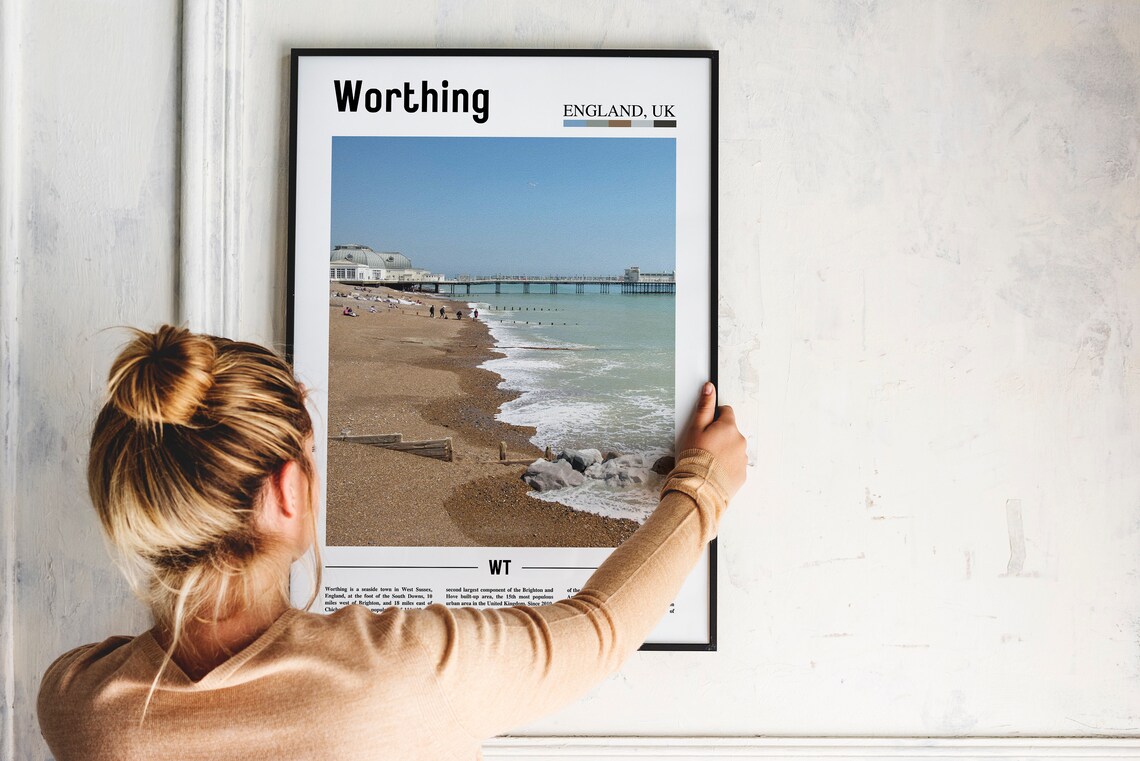 Worthing England UK Pier Beach Seaside Town Travel Photo Poster - Image 2