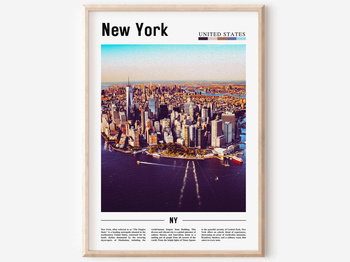 New York City Aerial Manhattan Skyline Photo Travel USA Poster