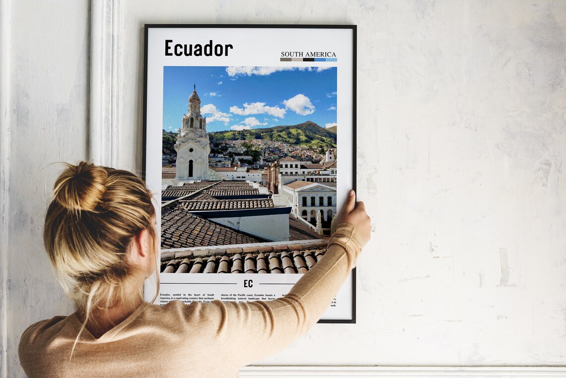 Ecuador Quito Church Tower Red Tile Roofs South America Travel Poster - Image 2