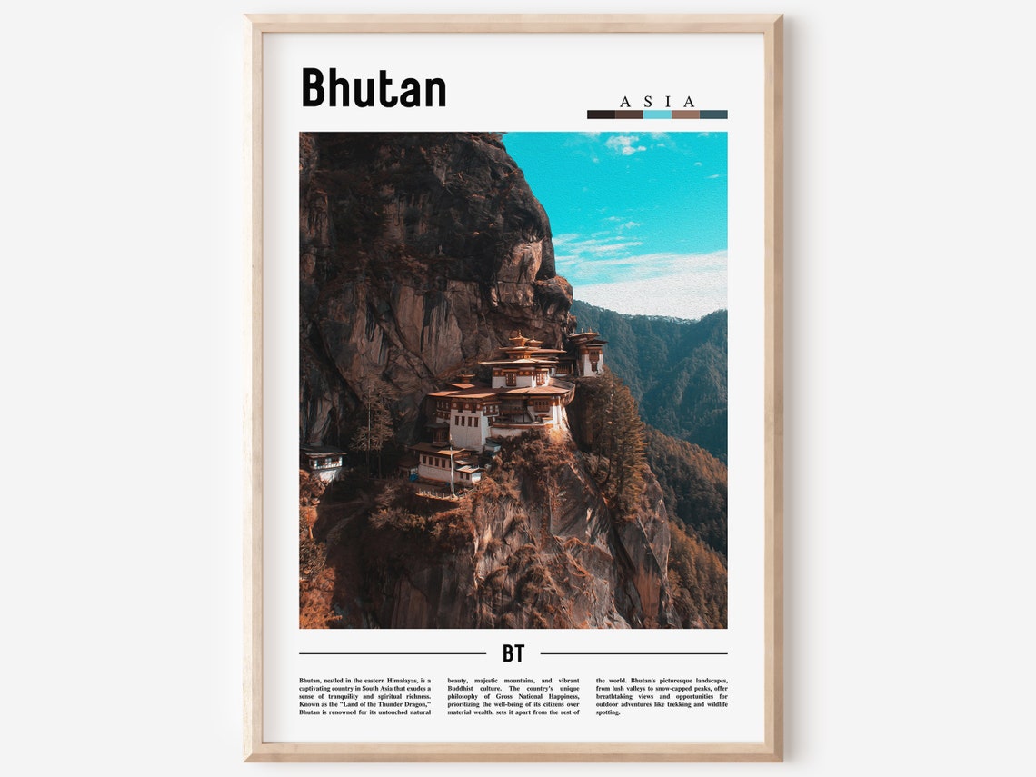 Bhutan Tigers Nest Cliff Monastery Himalayan Peaks Photo Poster