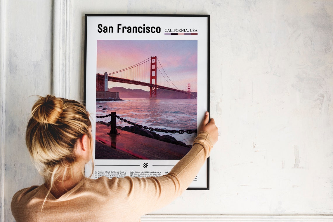 San Francisco Print San Francisco Poster San Francisco Wall Art Oil Painting Poster City Print City Artwork Travel Artwork Travel Art - Image 2