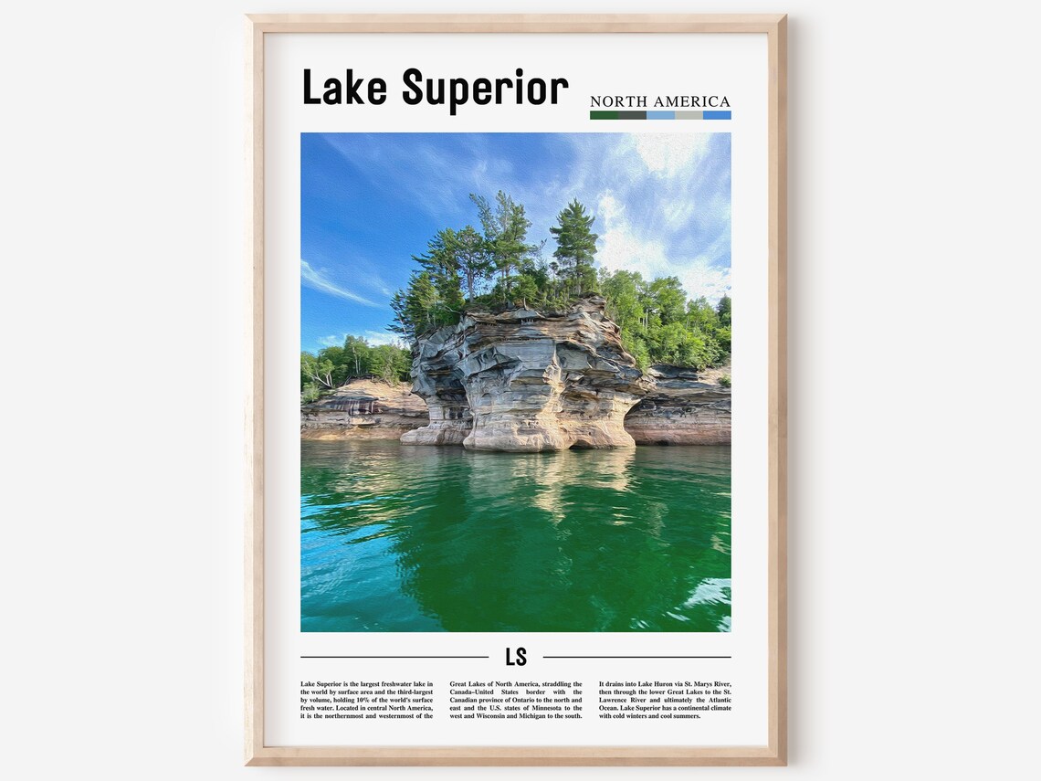 Lake Superior North America Great Lakes Sandstone Cliffs Poster
