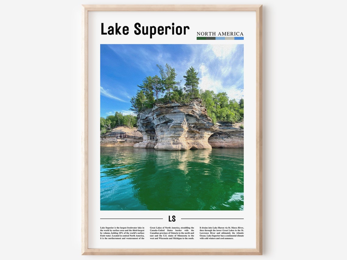 Lake Superior Print Lake Superior Poster Lake Superior Wall Art Minimal Travel Print Minimal City Poster Travel Oil Painting Poster