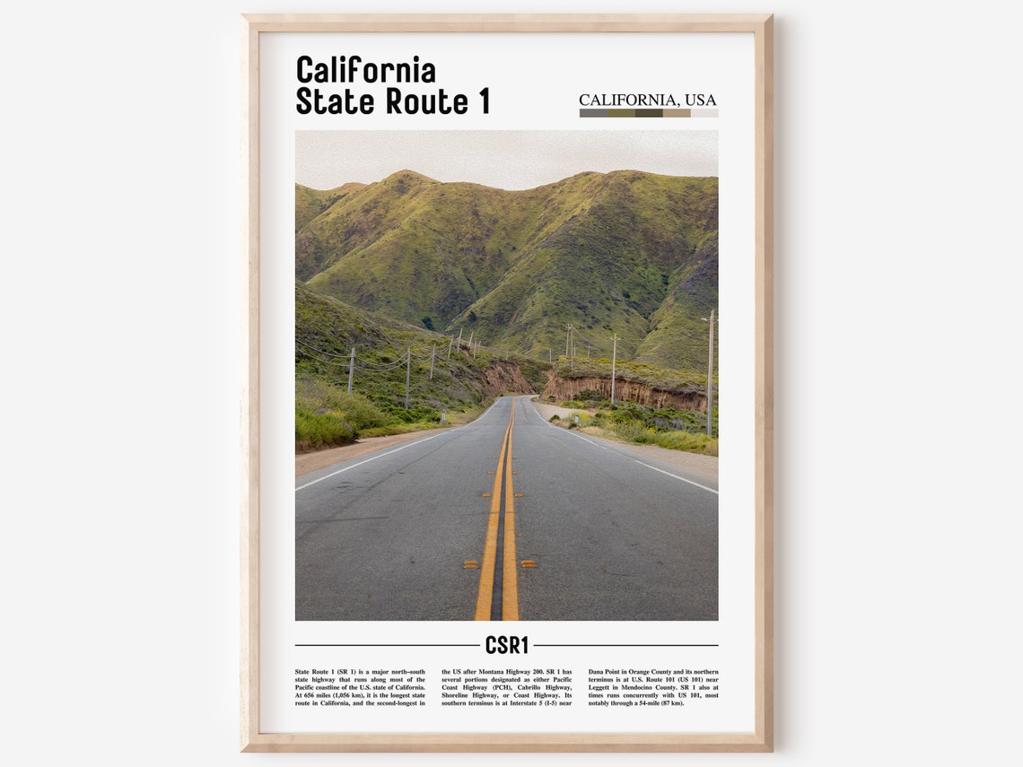 California State Route 1 Pacific Coast Highway Road Trip Poster