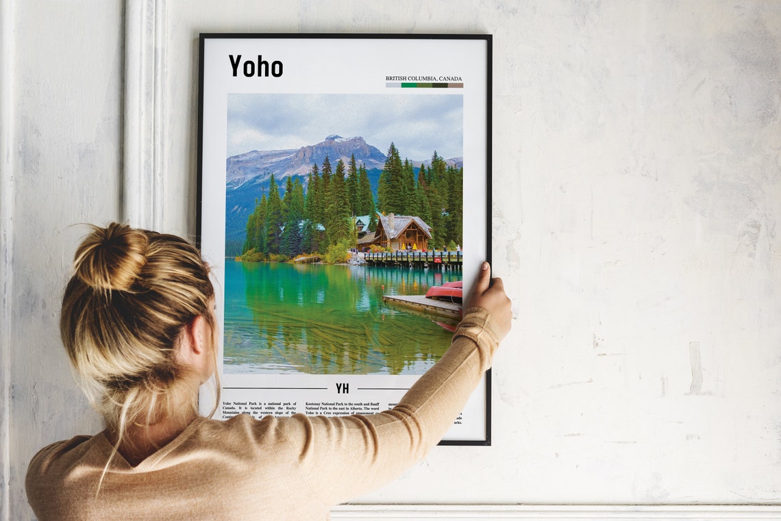 Yoho British Columbia Turquoise Lake Lodge Mountain Travel Poster - Image 2