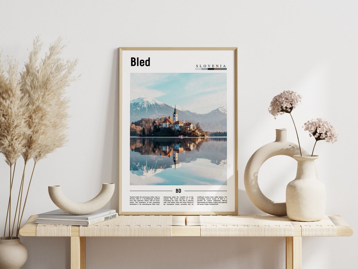 Bled Slovenia Lake Island Church Mirror Reflection Photo Poster - Image 3