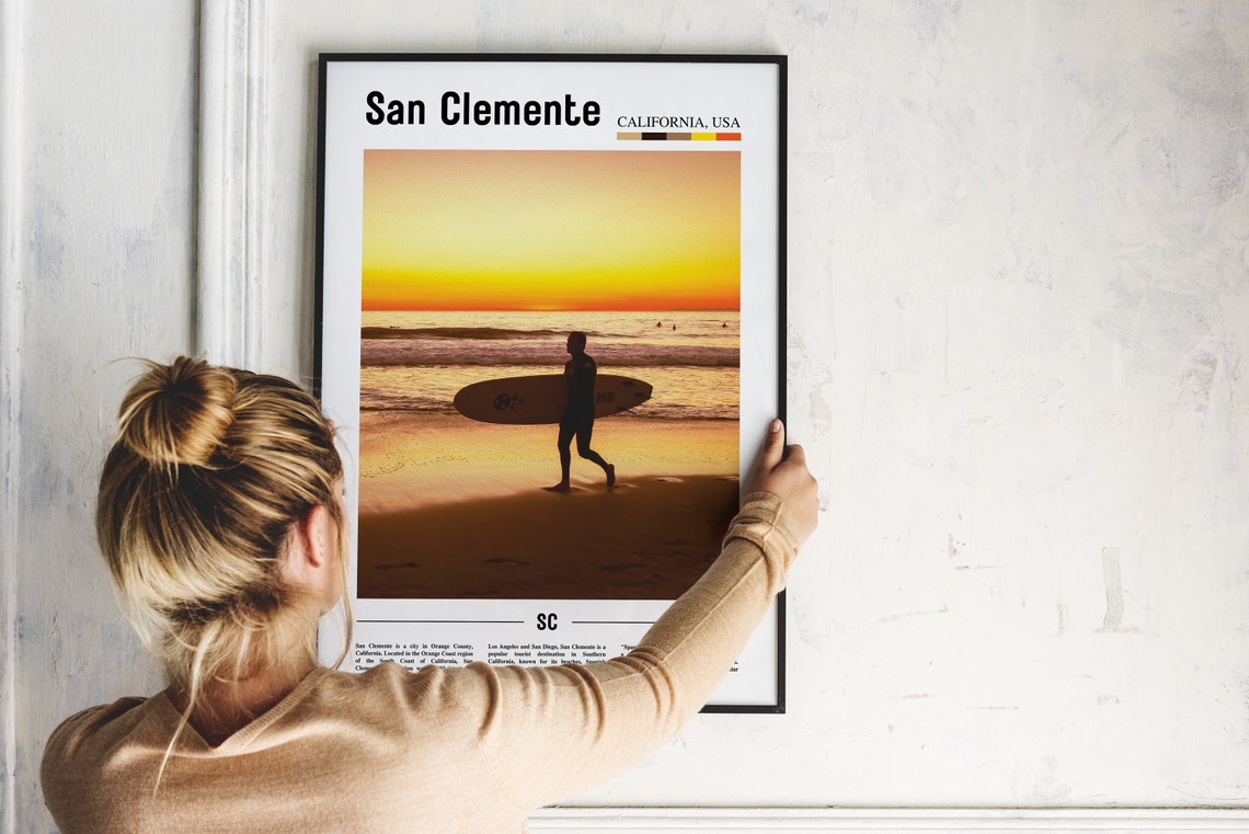 San Clemente Print San Clemente Poster San Clemente Wall Art Oil Painting Poster City Print City Artwork Travel Artwork Travel Wall Art - Image 2