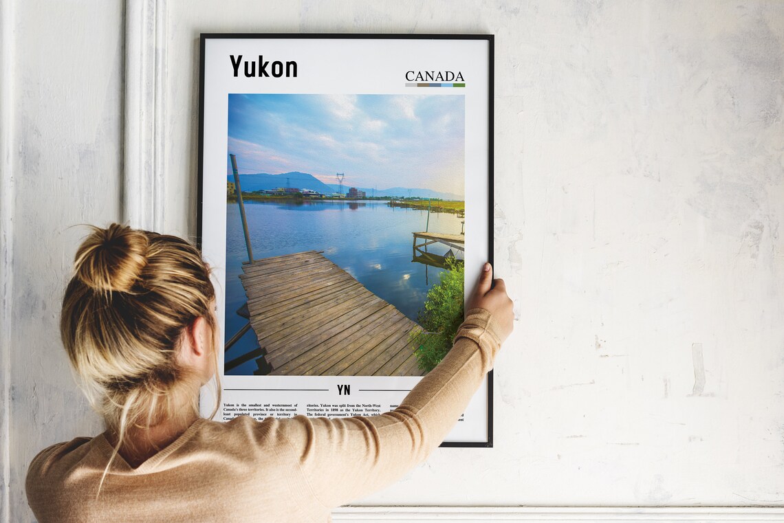 Yukon Canada Wooden Dock Lake Sunrise Photography Travel Poster - Image 2