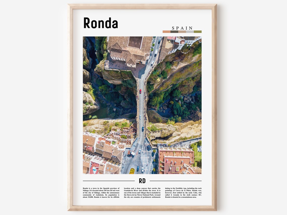 Ronda Spain Puente Nuevo Bridge Gorge Aerial View Travel Poster