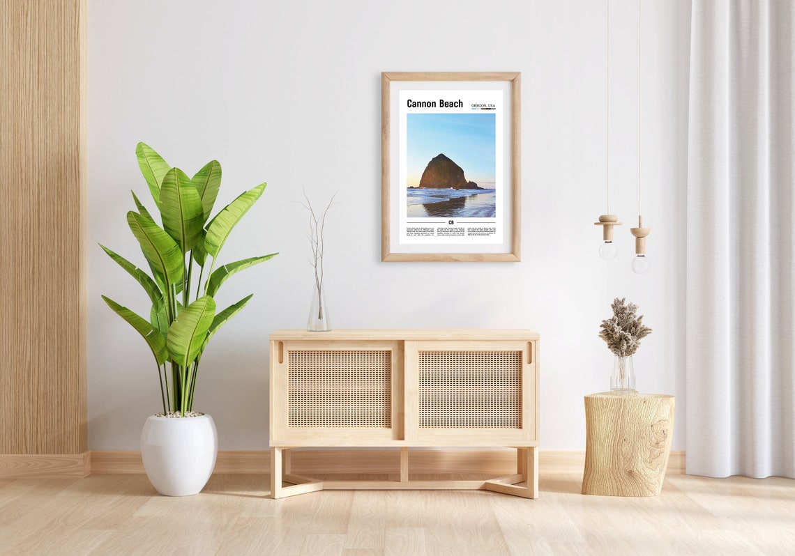 Cannon Beach Oregon Haystack Rock Ocean Sunset Minimalist Travel Print - Image 3