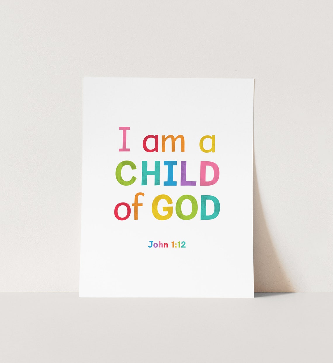 I Am A Child Of God Wall Art Scripture John 112 Colorful Nursery Wall Art Kids Room Decor Nursery Decor