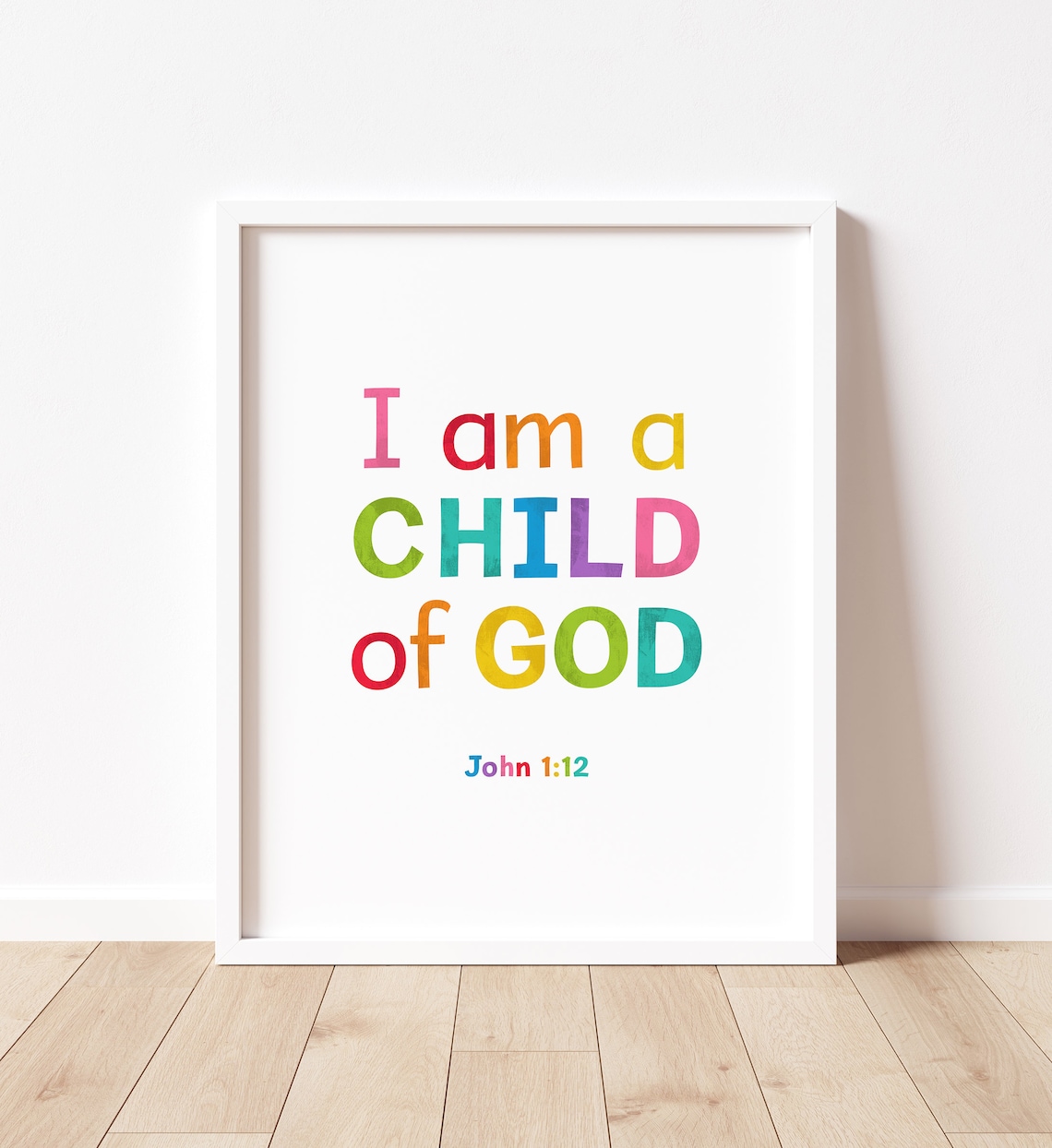 I Am A Child Of God John 1 Verse 12 Colorful Kids Faith Poster - Image 3