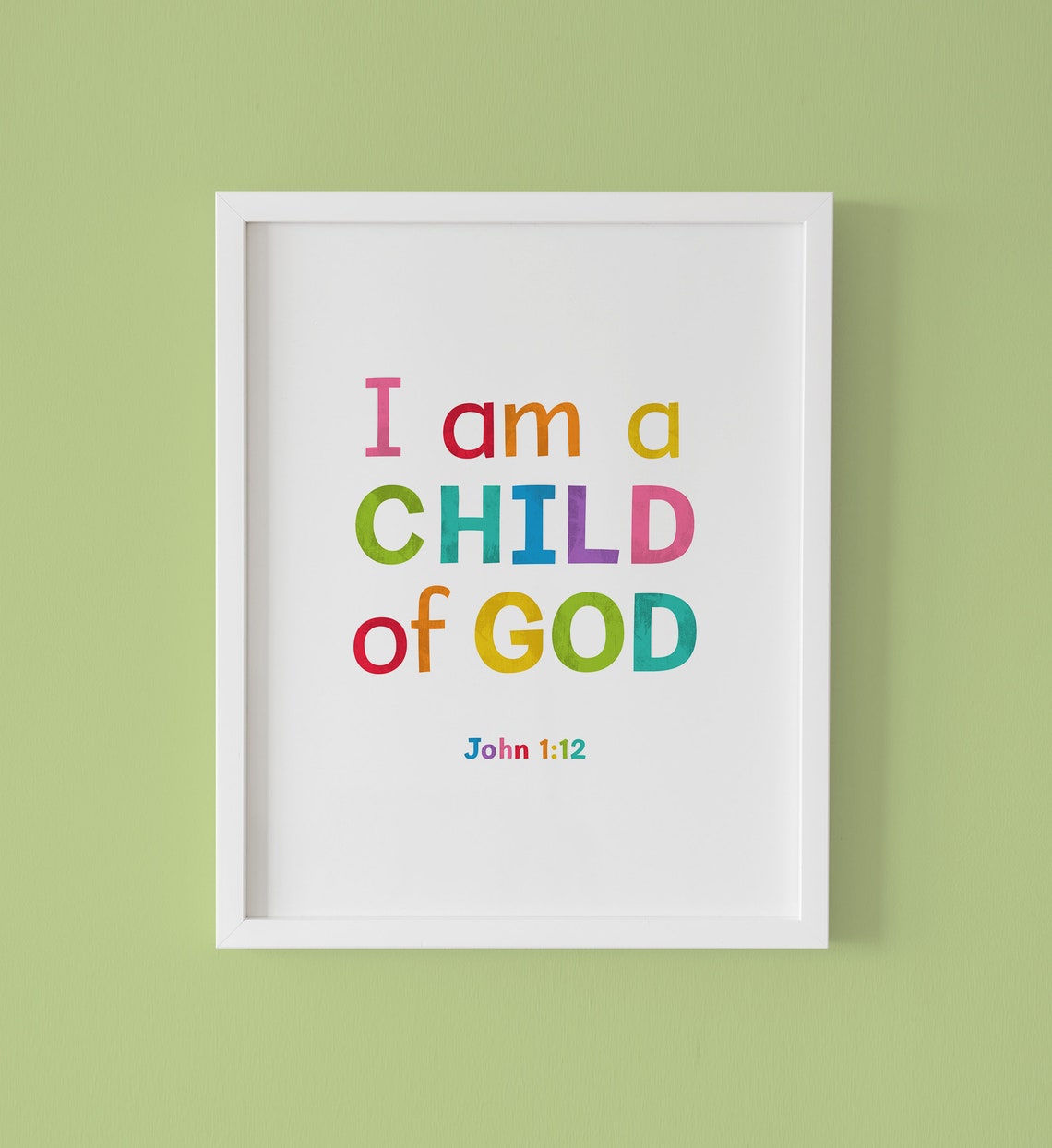 I Am A Child Of God Wall Art Scripture John 112 Colorful Nursery Wall Art Kids Room Decor Nursery Decor - Image 5