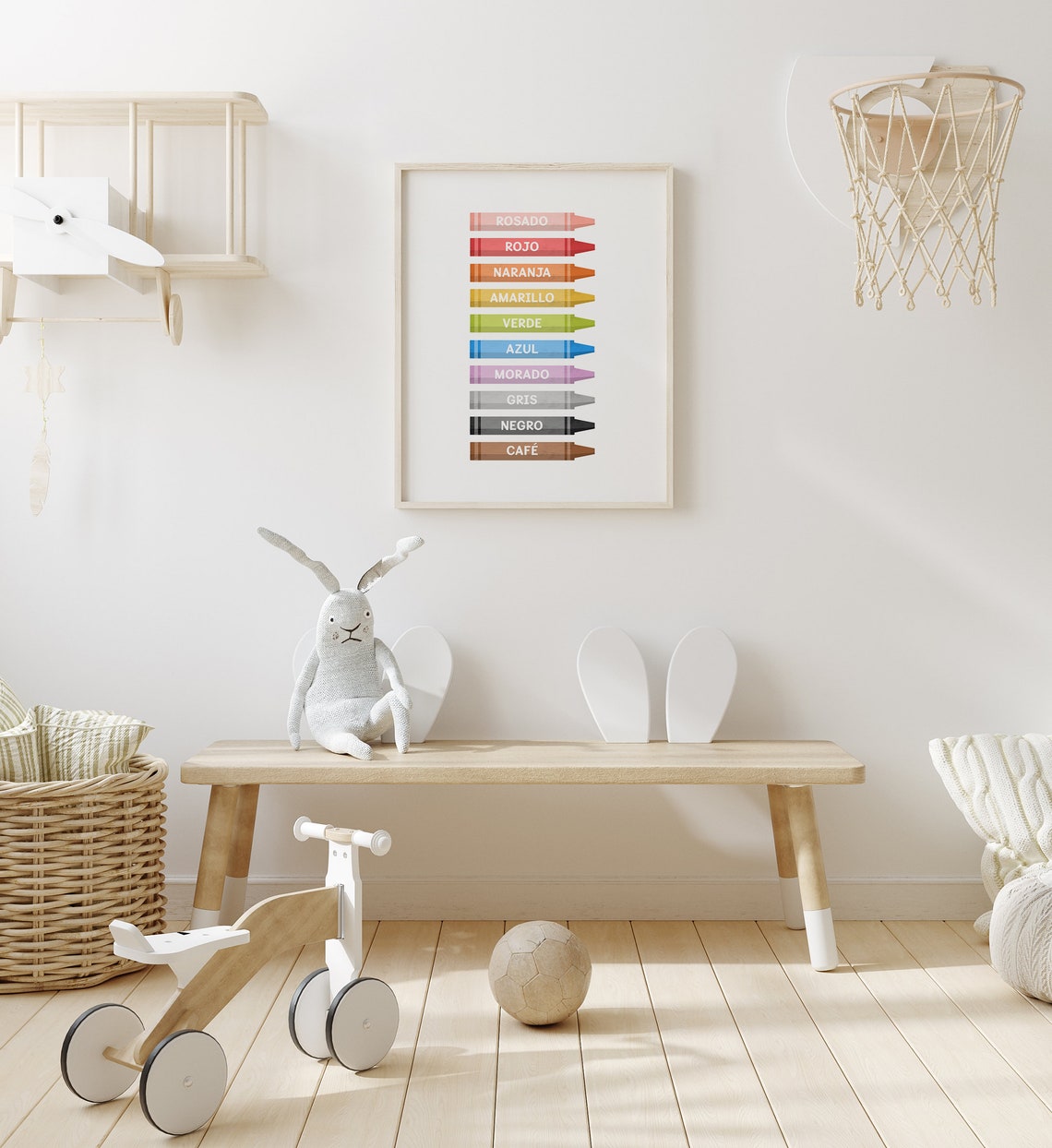 Spanish Colors Crayons Kids Educational Nursery Learning Poster - Image 2