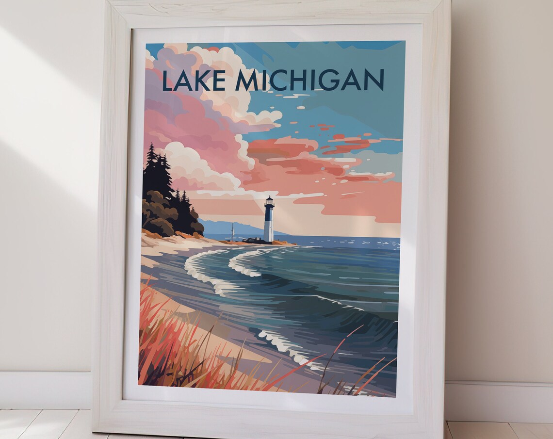 Lake Michigan Travel Poster Art Print, Home Decor - Image 3