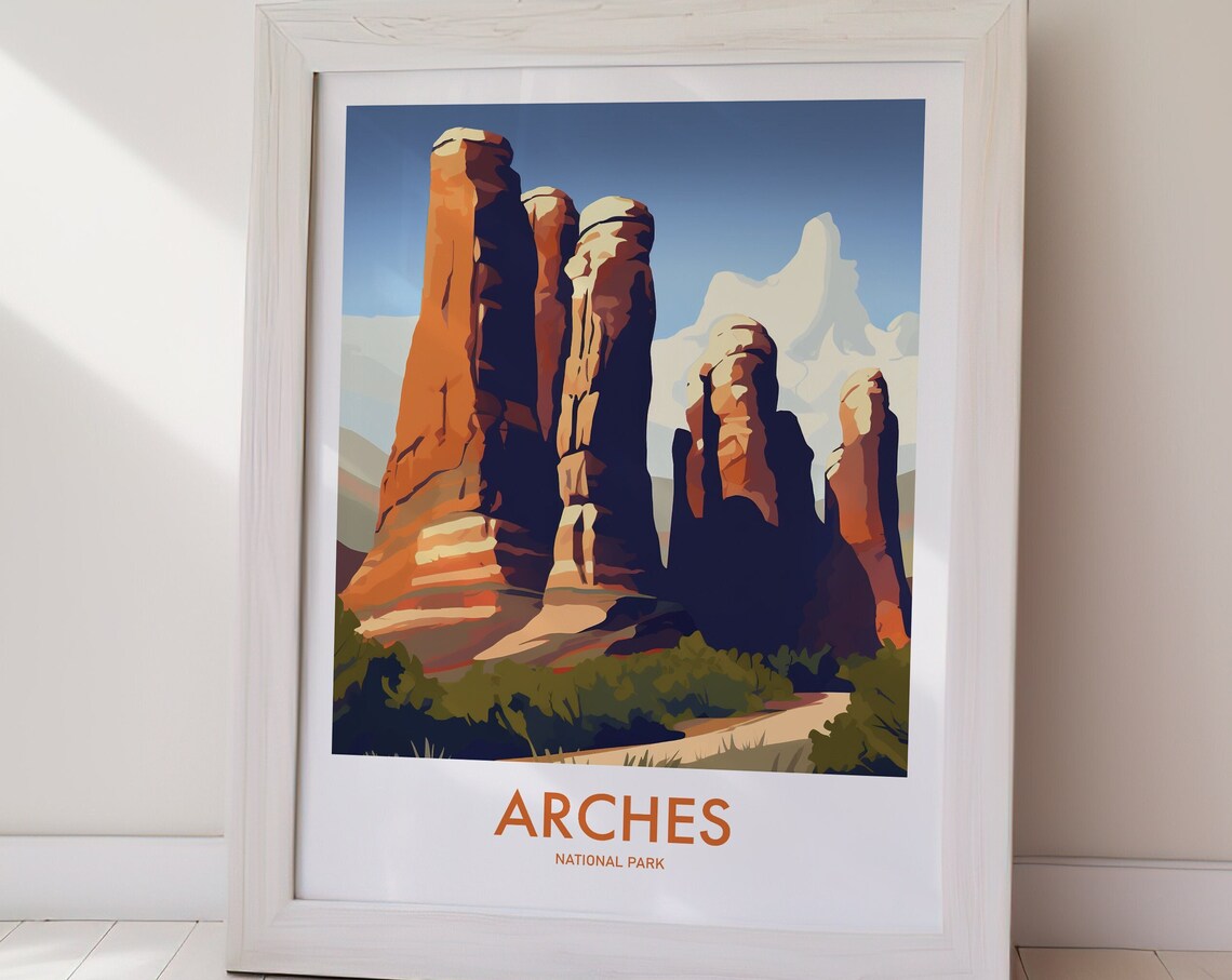Arches National Park Red Rock Spires Retro Travel Poster Artwork - Image 2