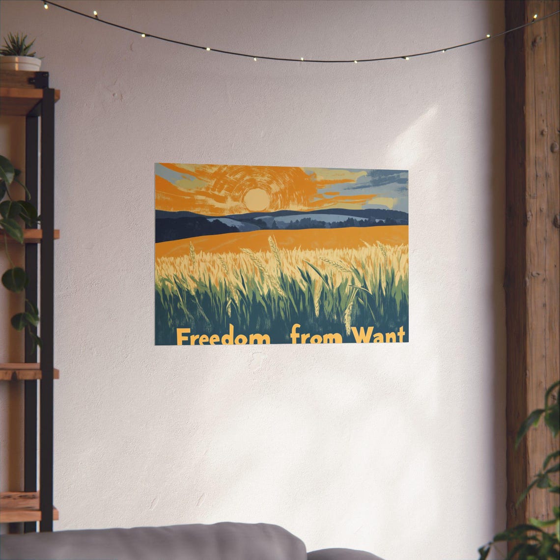 Freedom from Want Golden Wheat Field Sunset Landscape Poster - Image 4