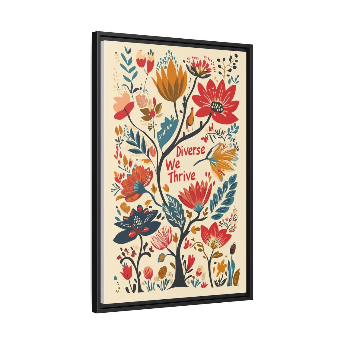 Diverse We Thrive Folk Art Flower Blooming Tree of Life Poster - Image 3