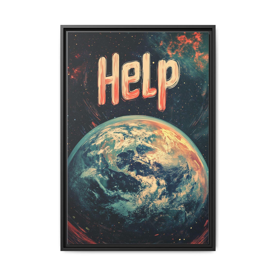 Help Earth from Space Vintage Cosmic Environmental Protest Poster - Image 4