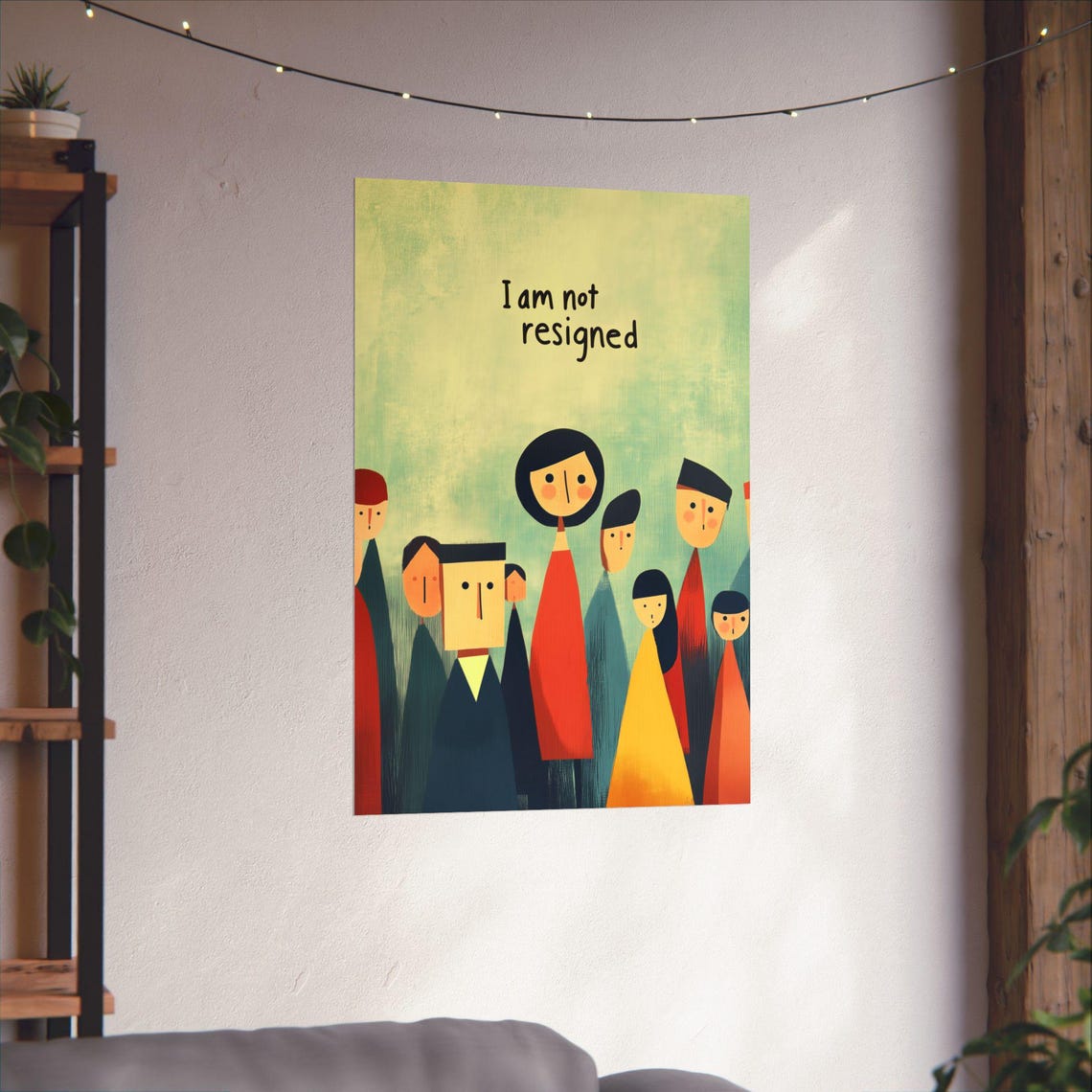I Am Not Resigned Quote Whimsical People Illustration Poster - Image 3
