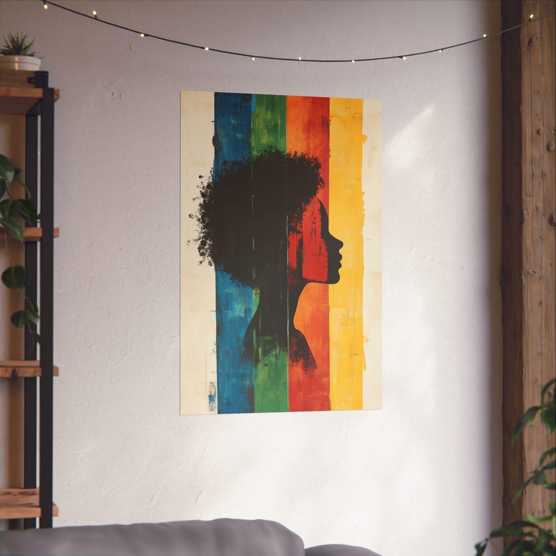 Rainbow Silhouette Afro Woman Colorful Painted Profile Art Poster - Image 3
