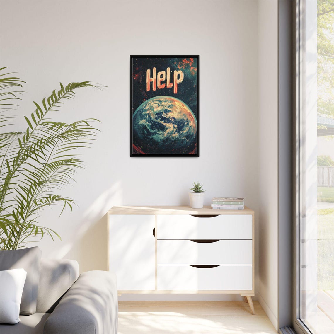 Help Earth from Space Vintage Cosmic Environmental Protest Poster - Image 2
