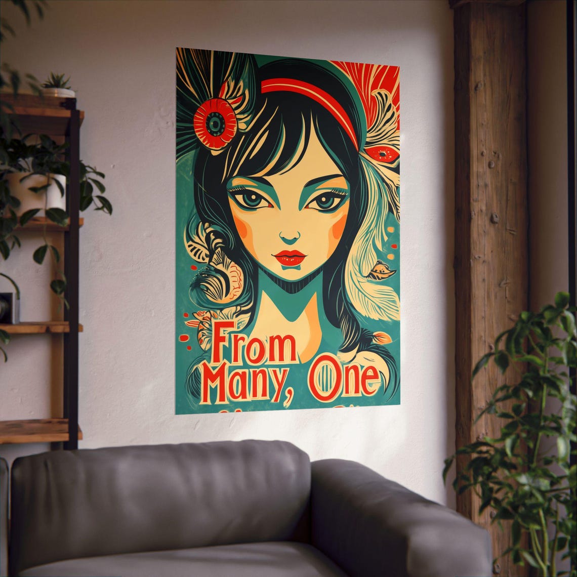 From Many One Vintage Woman Portrait Unity Art Statement Poster - Image 2