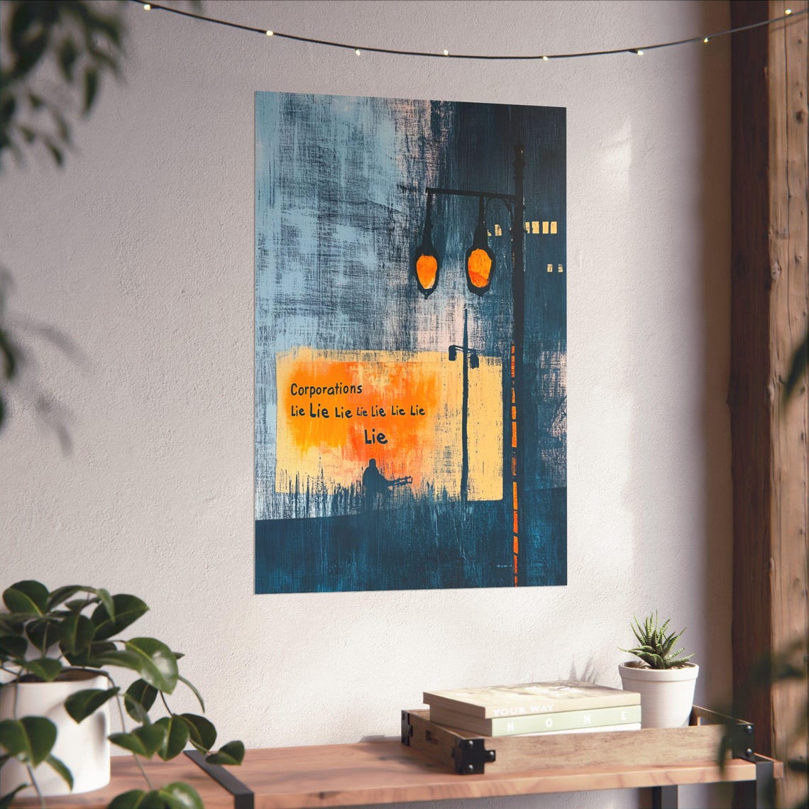 Corporations Lie Poster Wall Art Bold Statement Art Blue And Orange Fight For Economic Justice And Dignity For Home Office Or Dorm Decor - Image 4