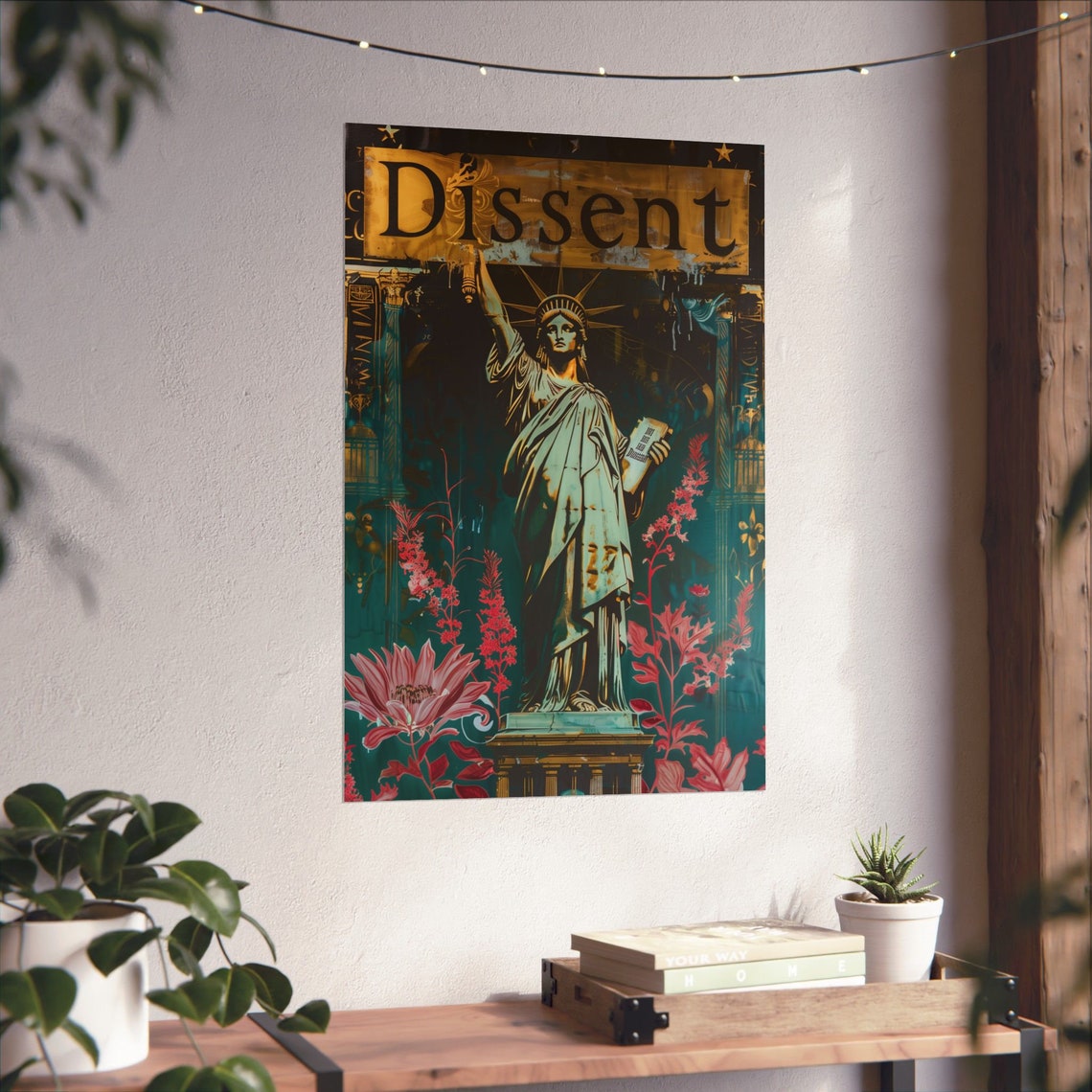 Dissent Statue Of Liberty Bold Floral Political Protest Art Poster - Image 3