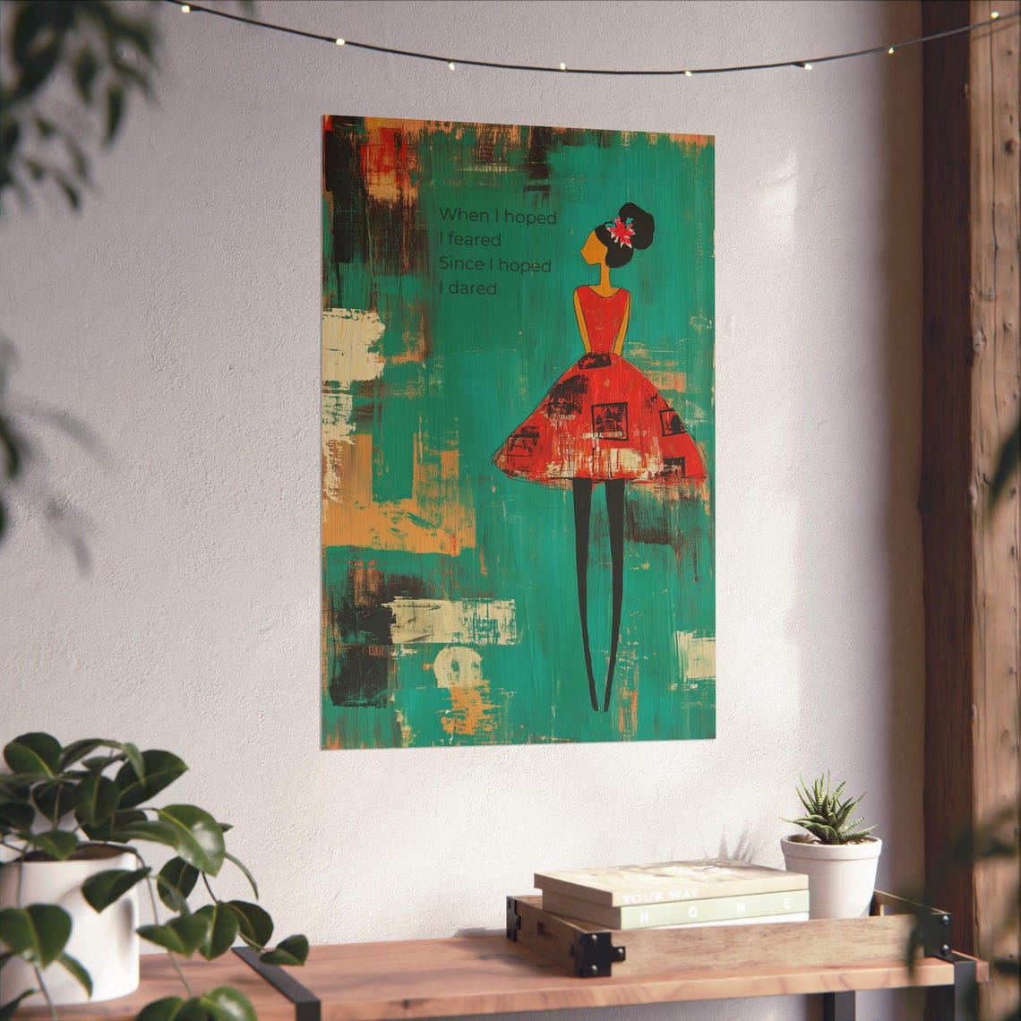 When I Hoped I Dared Stylized Woman Red Dress Fashion Art Poster - Image 4