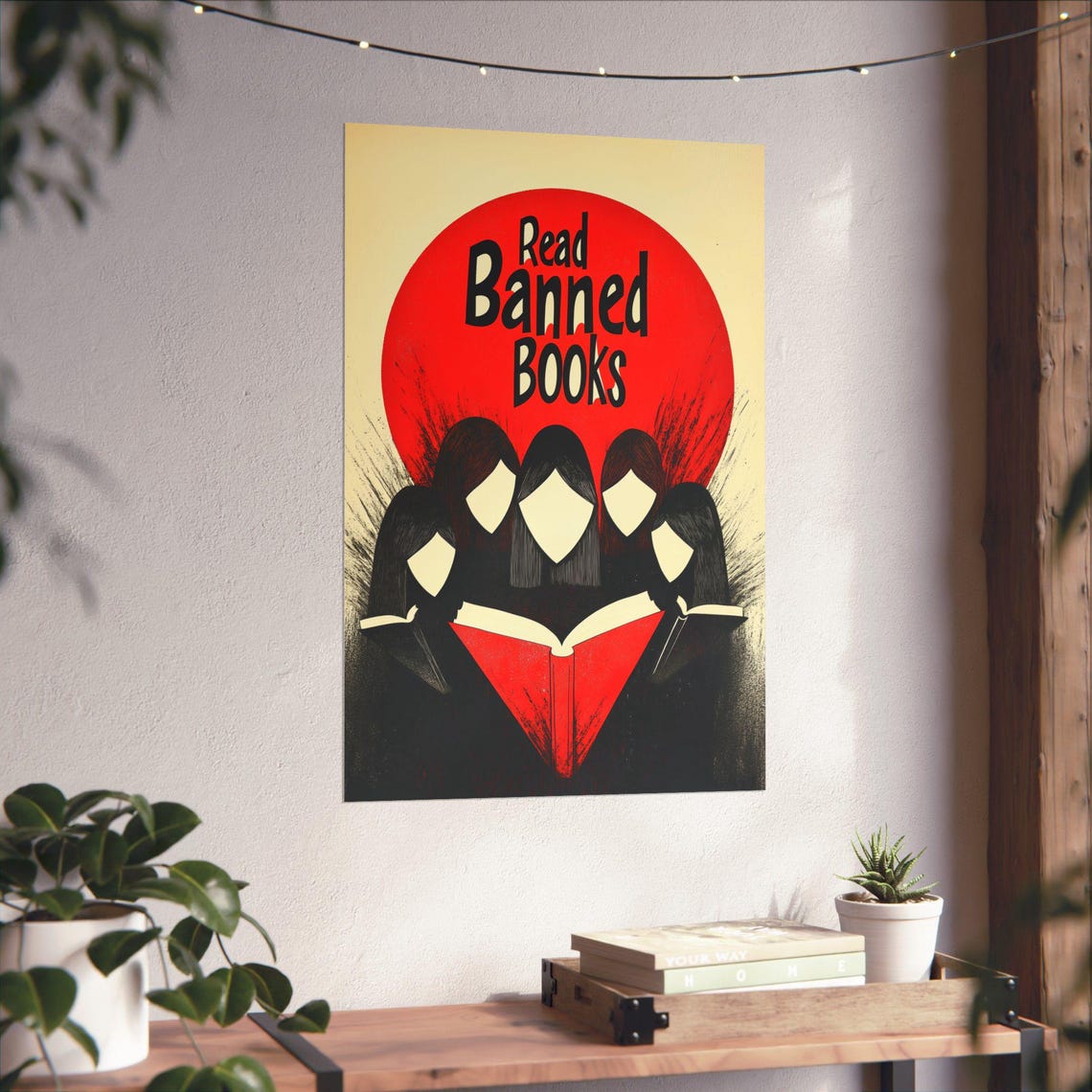Read Banned Books Poster Wall Art Support Freedom Of Expression Knowledge Learning Libraries And Teacher Poster For Home Office Dorm Decor - Image 4