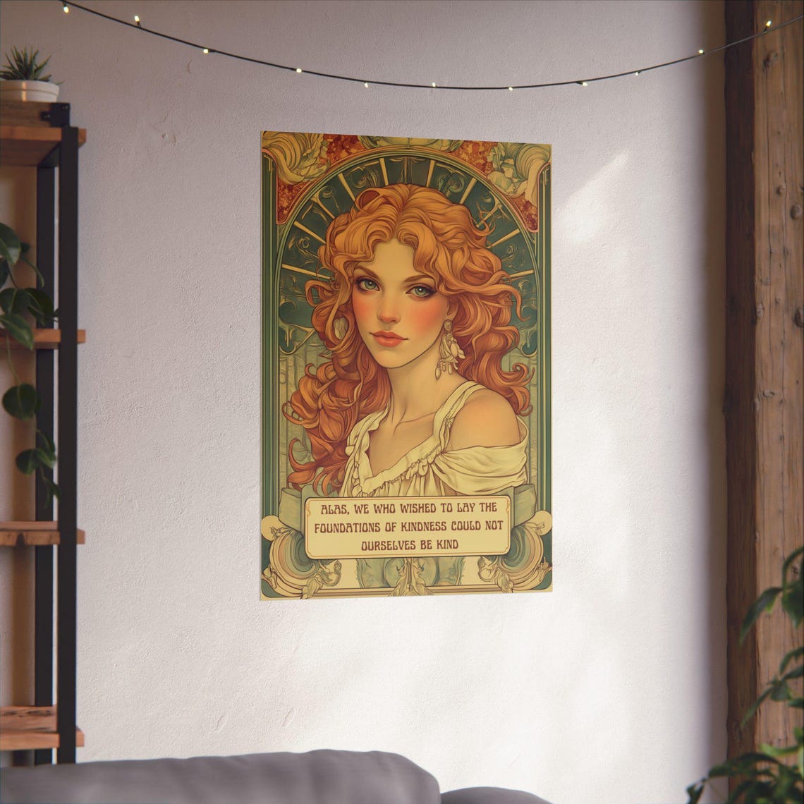 Bertolt Brecht Kindness Quote Art Nouveau Red Hair Woman Poetry Poster - Image 3