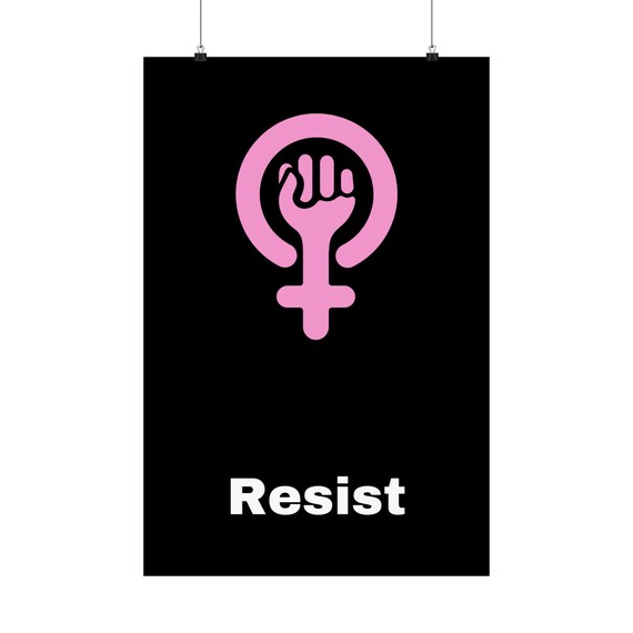 Resist Pink Feminist Fist Women Rising Bold Black Protest Poster