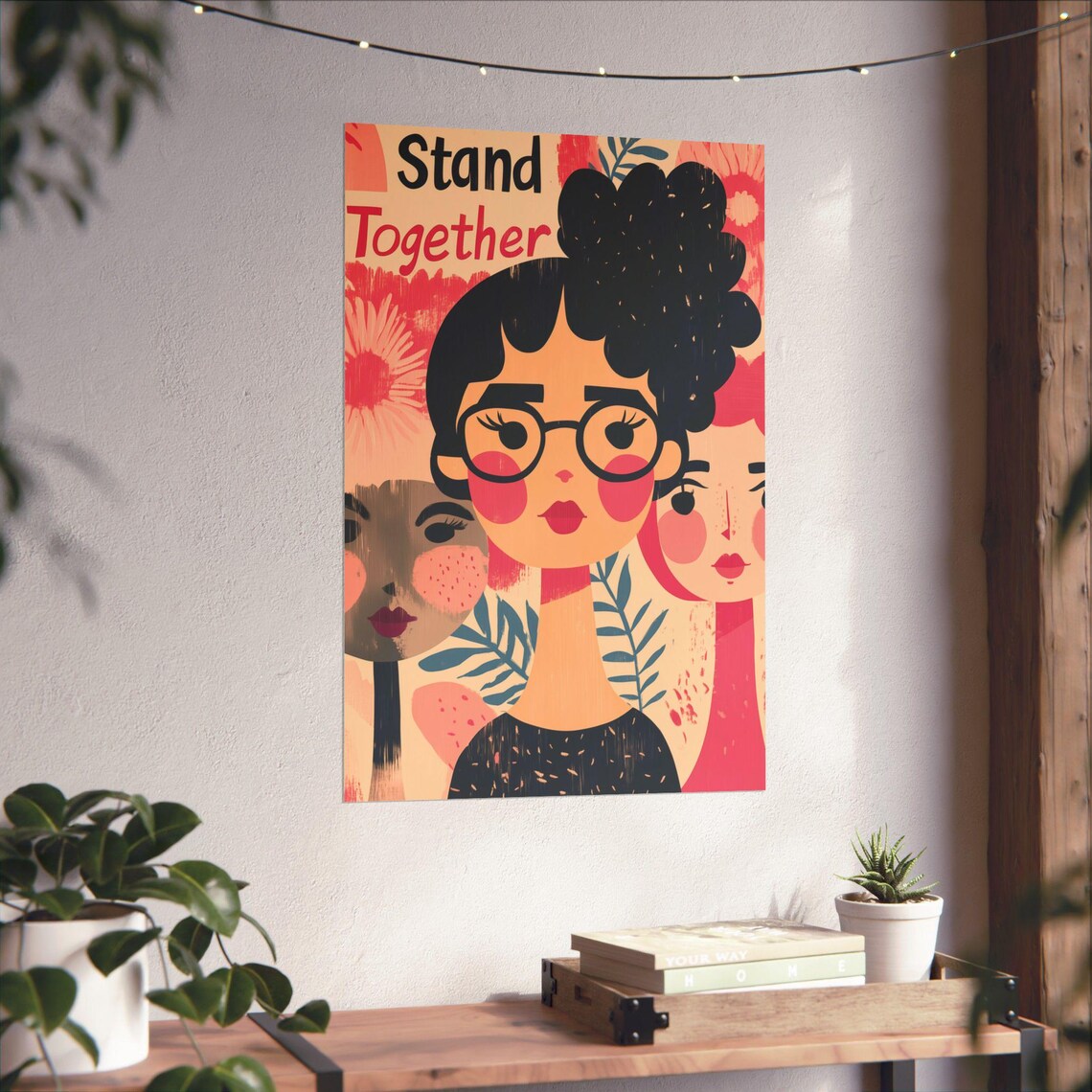Stand Together Diverse Women Feminist Illustration Girls Art Poster - Image 4