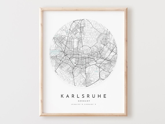 Karlsruhe Map Print Minimalist City Street Wall Art