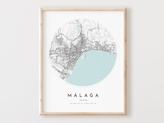 Mlaga Map Print City Street Art Poster