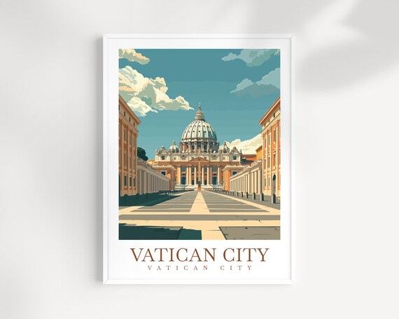 Vatican City St Peters Basilica Avenue Classic Travel Poster Art