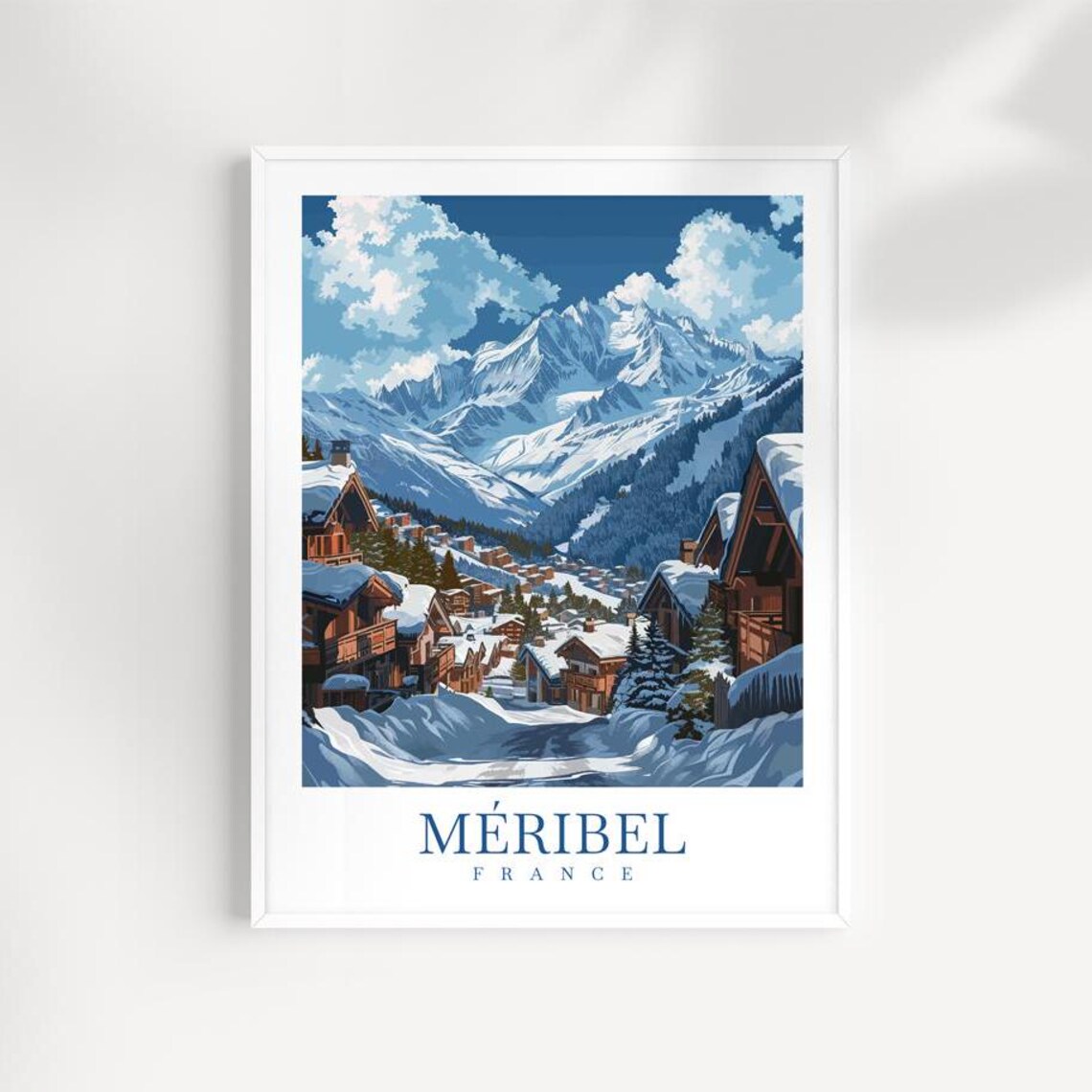 Meribel France Alpine Ski Resort Snowy Village Travel Poster