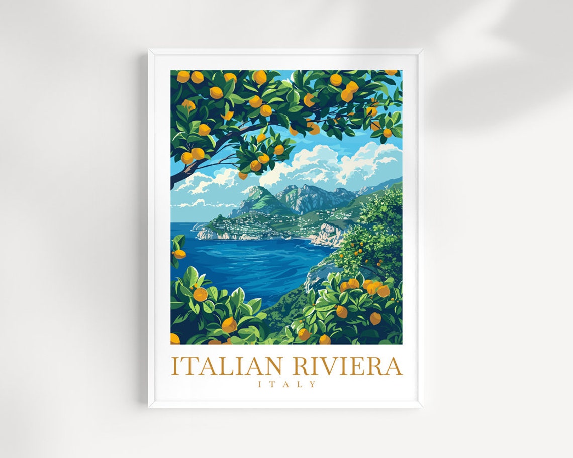 Italian Riviera Travel Print Italy Wall Art Italian Riviera Wall Hanging Home Dcor Italian Gift Art Lovers Italian Riviera Art Lover Gift