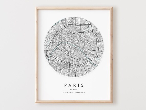 Paris Map Print City Street Art Poster