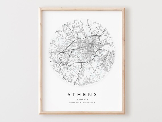 Athens Georgia Map Print City Street Art Poster
