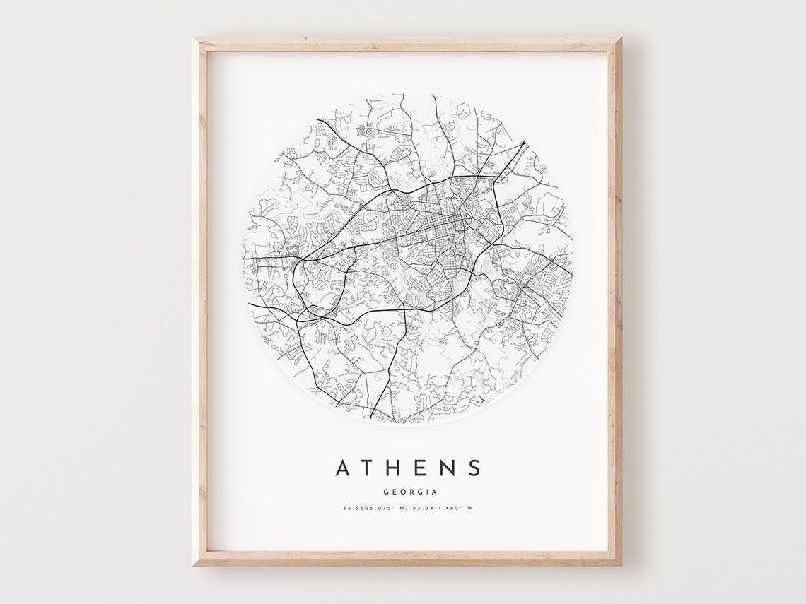 Athens Georgia Circular City Street Map Minimalist Art Poster