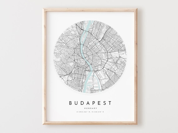 Budapest Map Print City Street Art Poster